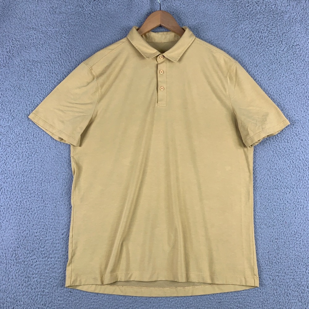 Lululemon Evolution Polo Shirt Mens XL Gold Short-Sleeve Stretch Golf Casual
